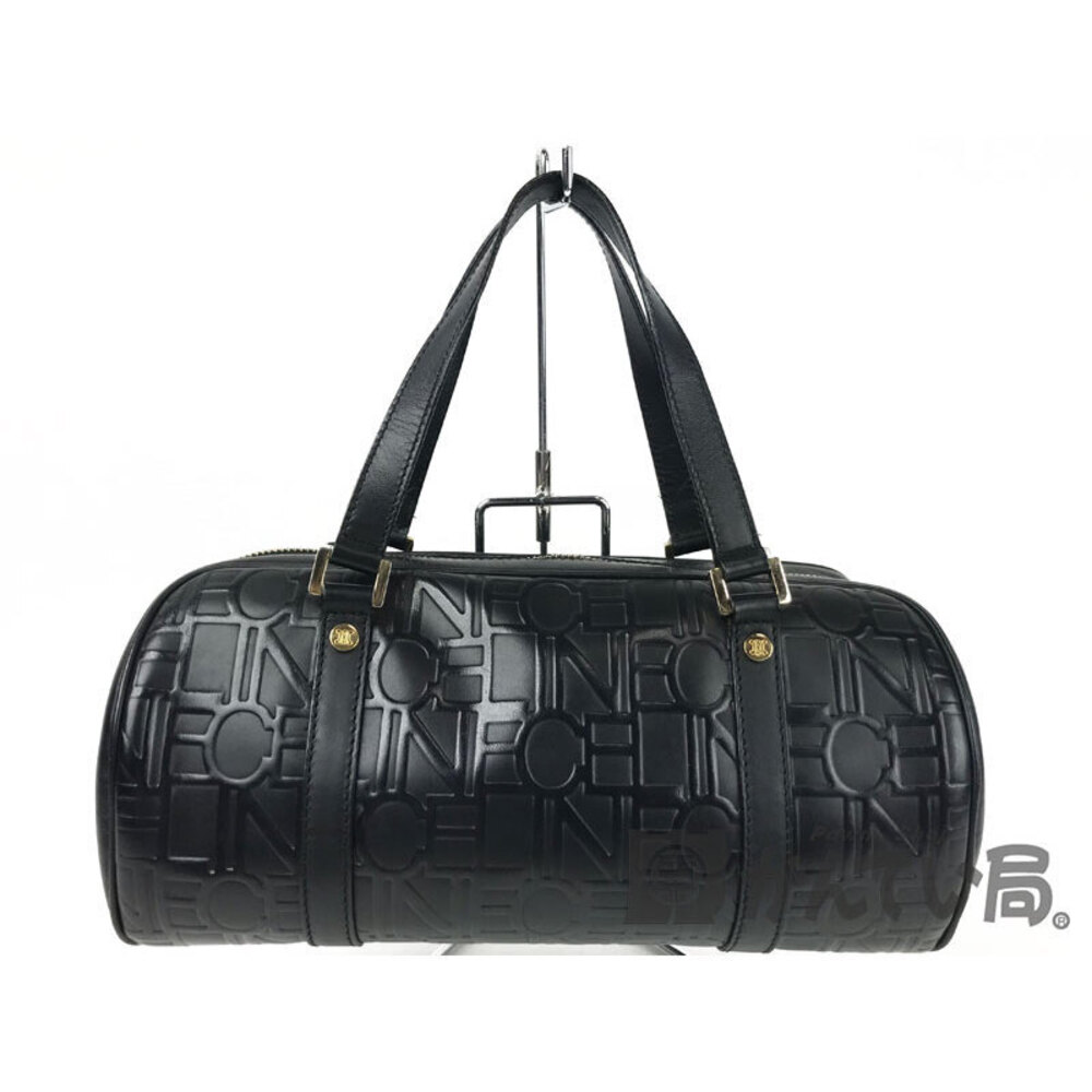 CELINE Leather Boston Bag Black